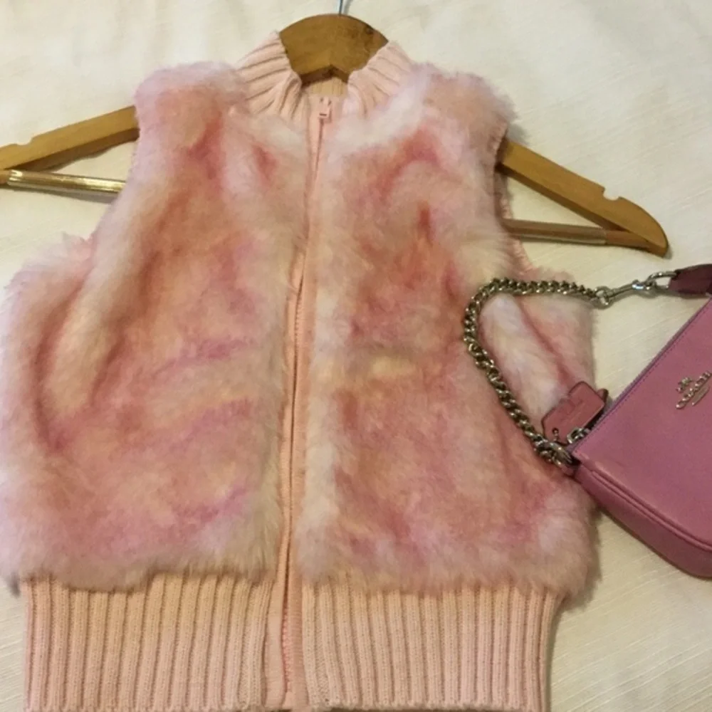 GYMBOREE lovely petal pink faux-fur vest sleeveless  S5-6